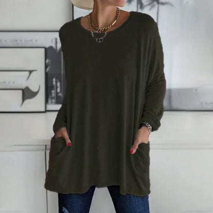 Relaxed Fit Tunic Top | Lightweight Knit | Side Pockets