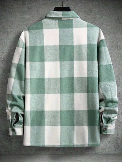 Men’s Plaid Shirt Jacket | Button-Up Shacket | Warm Casual Outer Layer