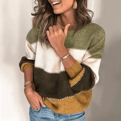 Striped Knit Sweater | Earthy Tones | Soft Acrylic Blend | Casual Comfort