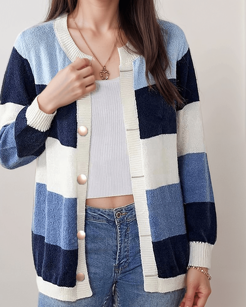 Striped Button Cardigan | Multicolour | Casual Wear | Relaxed fit