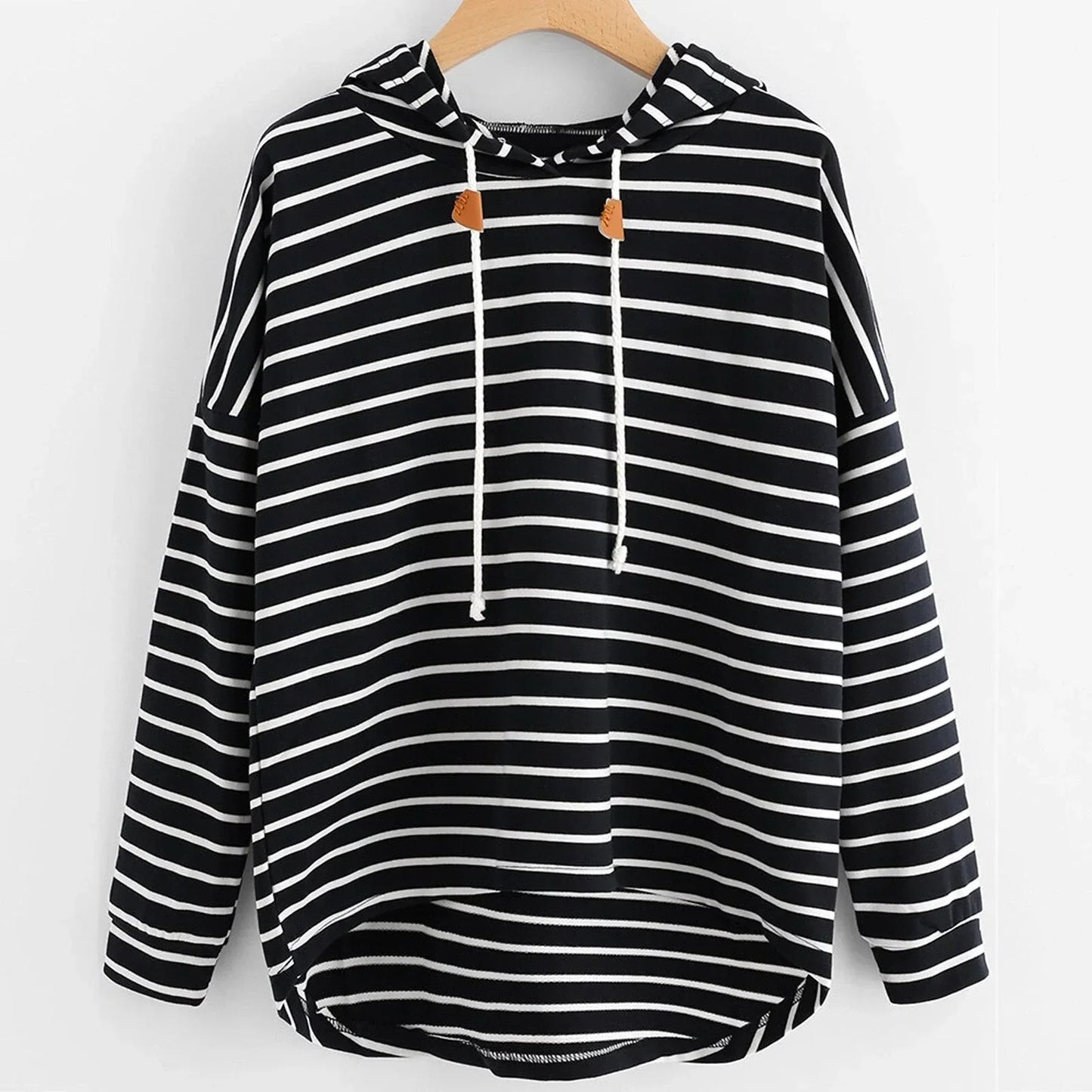Striped Hoodie Pullover | Drawstring Neck | Casual Lightweight Layer
