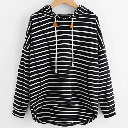 Striped Hoodie Pullover | Drawstring Neck | Casual Lightweight Layer