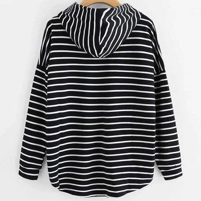 Striped Hoodie Pullover | Drawstring Neck | Casual Lightweight Layer