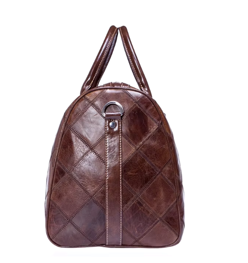 Men’s Quilted Travel Duffel Bag | Faux Leather Weekender | Adjustable Shoulder Strap