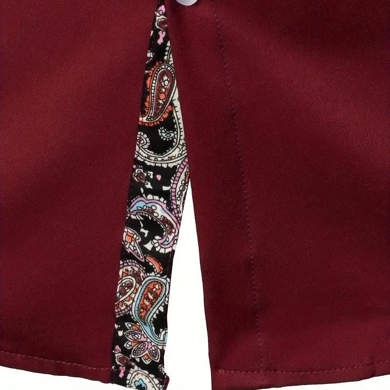 Men’s Dress Shirt | Slim Fit Button-Down | Contrast Paisley Trim