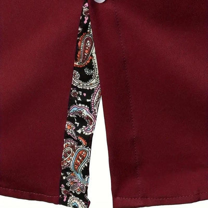 Men’s Dress Shirt | Slim Fit Button-Down | Contrast Paisley Trim