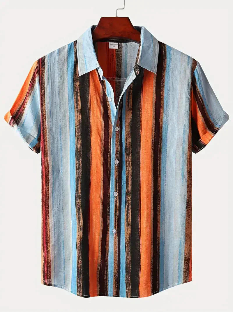 Men’s Printed Resort Shirt | Lightweight Cotton Blend & Relaxed Fit | Summer Casual Essential