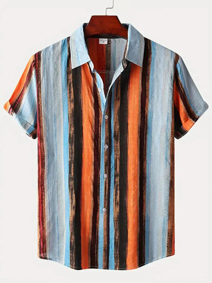 Men’s Printed Resort Shirt | Lightweight Cotton Blend & Relaxed Fit | Summer Casual Essential