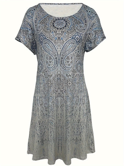 Short-Sleeve Knit Dress | Scoop Neckline | Easy Relaxed Fit
