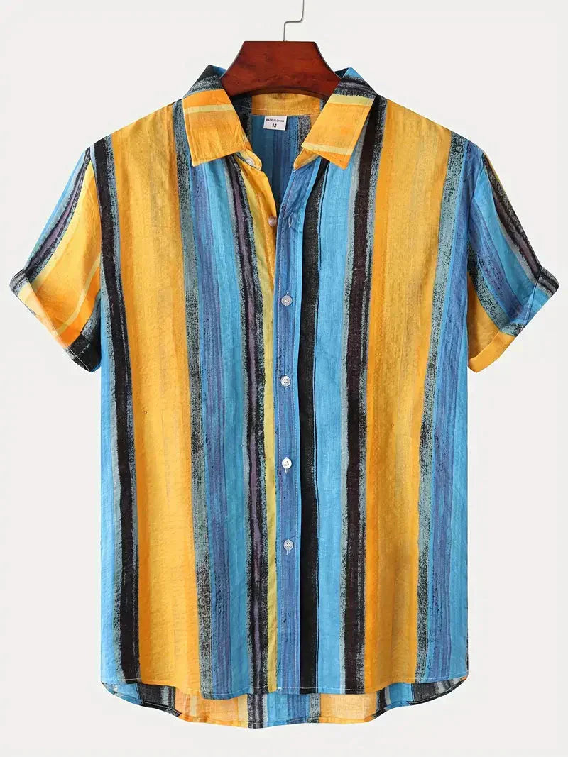 Men’s Printed Resort Shirt | Lightweight Cotton Blend & Relaxed Fit | Summer Casual Essential