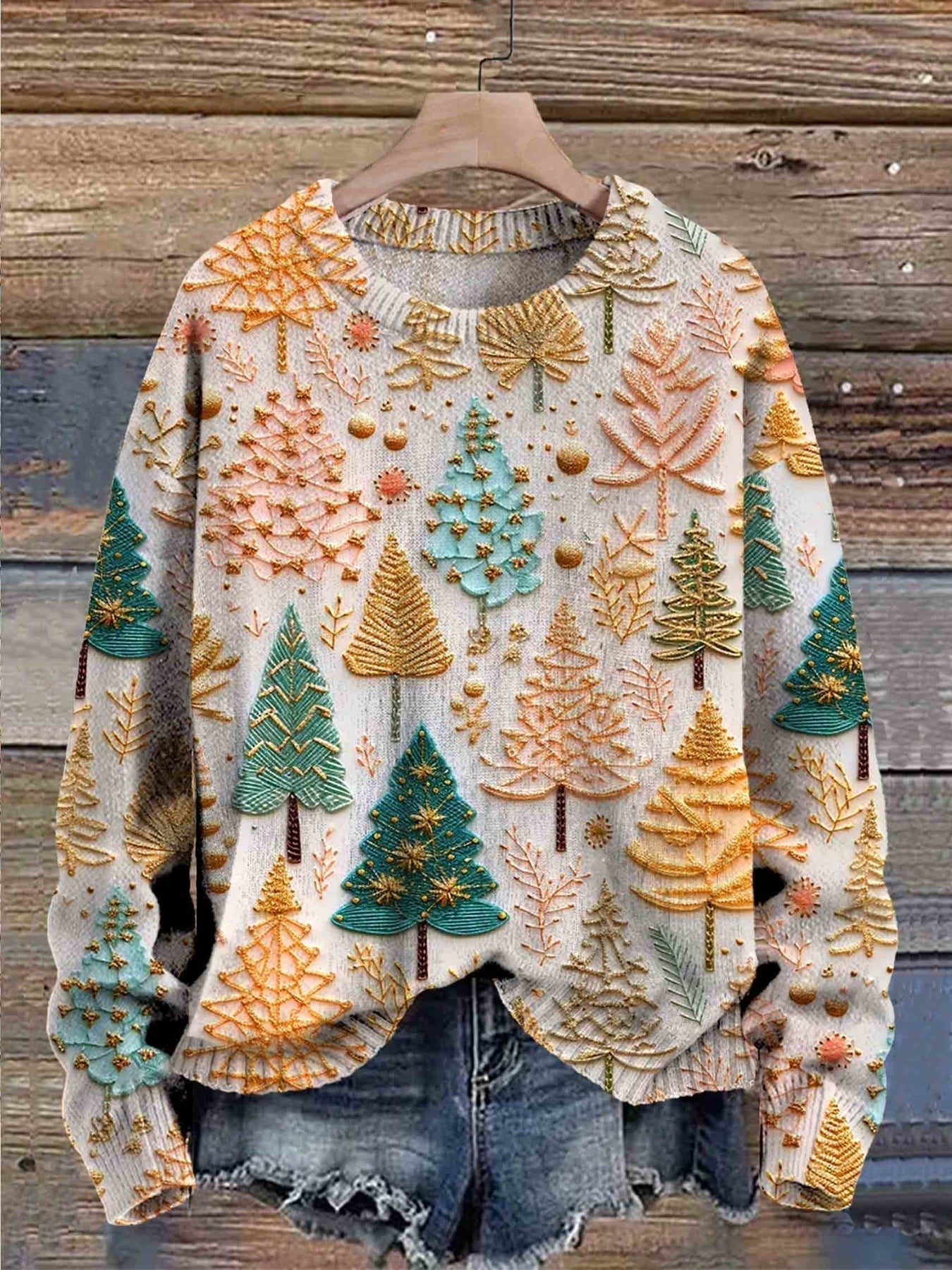 Patterned Knit Sweater | Relaxed Fit Cotton Blend | Playful Winter Layers