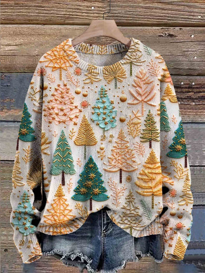 Patterned Knit Sweater | Relaxed Fit Cotton Blend | Playful Winter Layers