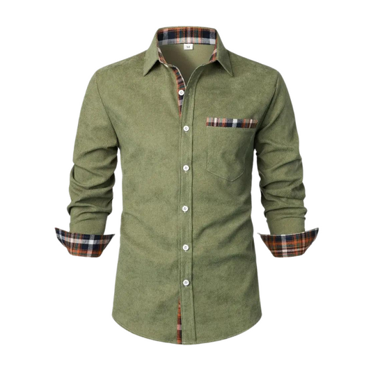 Men’s Button-Up Casual Shirt | Flannel Trim Detail | Soft Brushed Cotton
