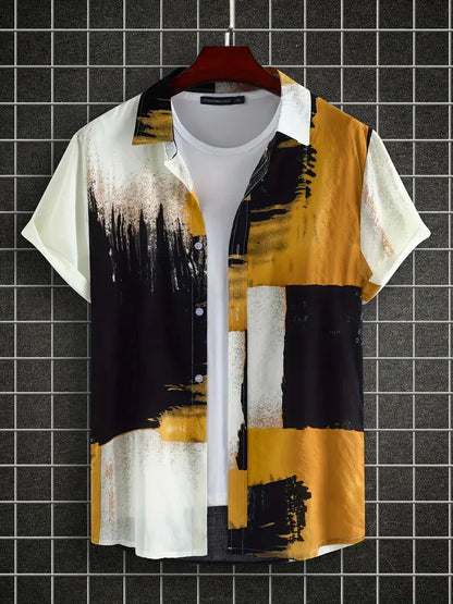 Men’s Printed Resort Shirt | Lightweight Cotton Blend & Relaxed Fit | Summer Casual Essential