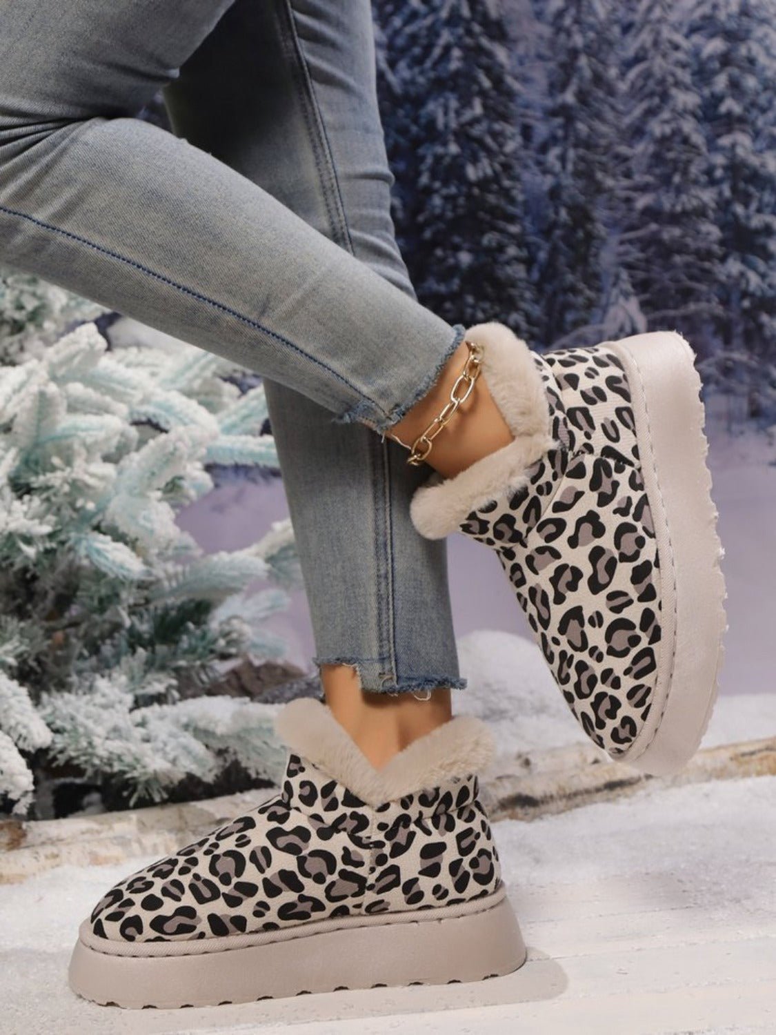 Leopard Print Slip-On Shoes | Faux Suede | Plush Lining | Winter Casual