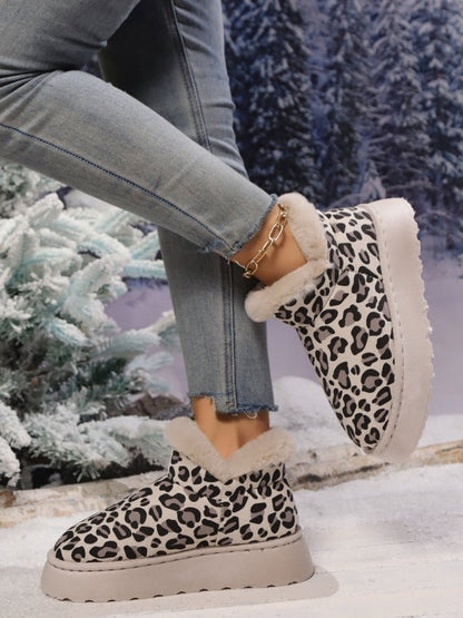 Leopard Print Slip-On Shoes | Faux Suede | Plush Lining | Winter Casual
