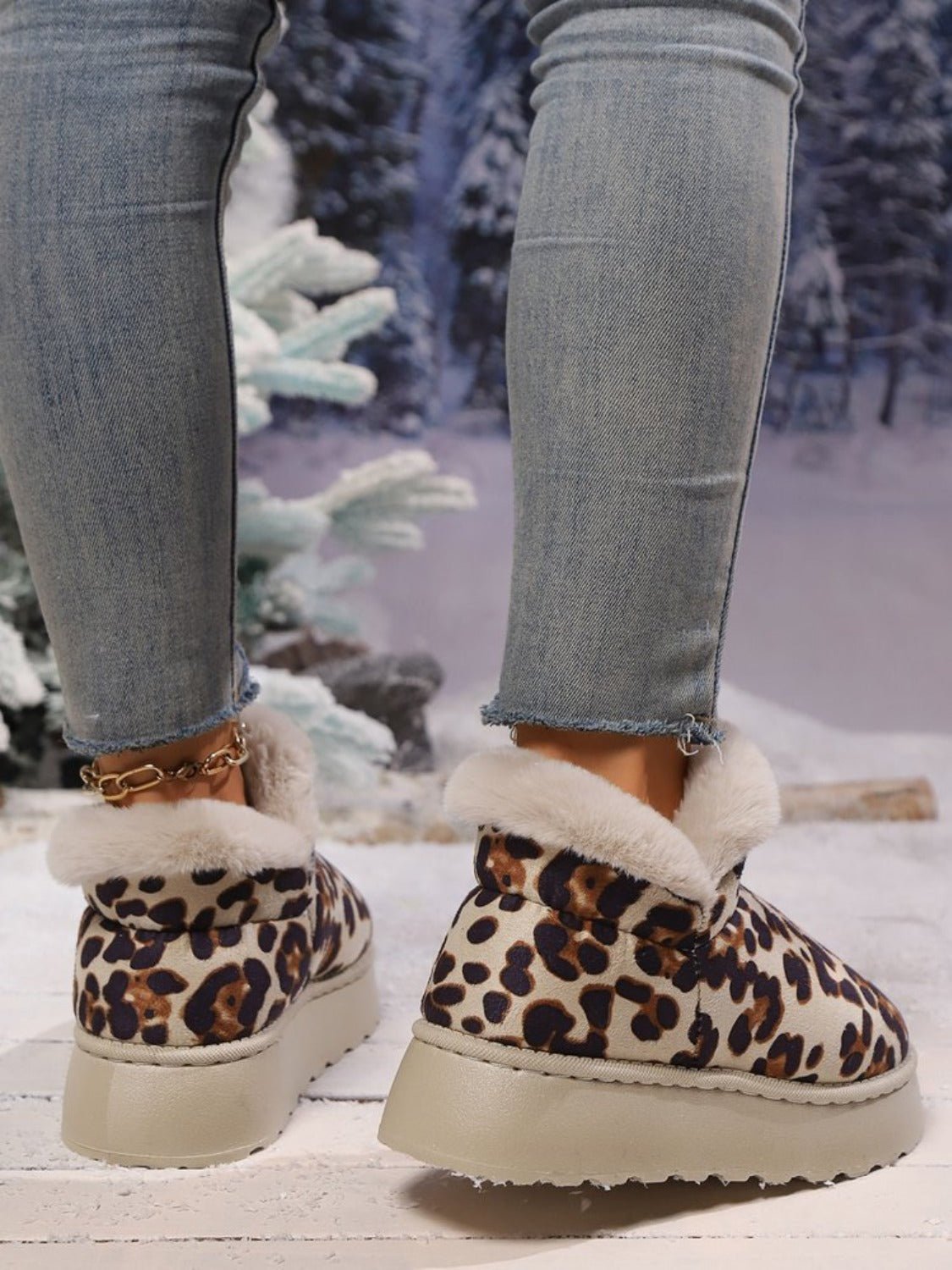 Leopard Print Slip-On Shoes | Faux Suede | Plush Lining | Winter Casual