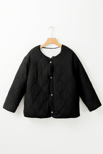Reversible Quilted Jacket | Sherpa Lining | Snap-Button Closure | Versatile Warmth