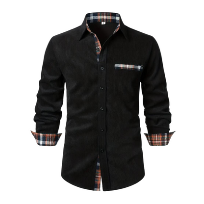 Men’s Button-Up Casual Shirt | Flannel Trim Detail | Soft Brushed Cotton