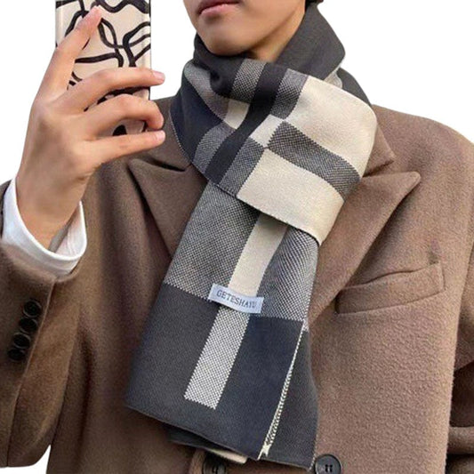 Men’s Striped Knit Scarf | Soft Acrylic Blend | Winter Accessory Essential
