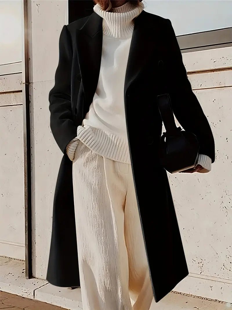 Double-Breasted Wool Blend Coat | Tailored Fit | Classic spring Style | Longline Outerwear