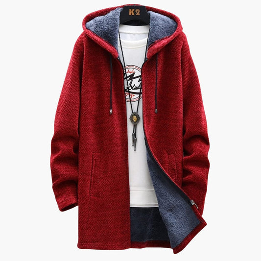 Men's Sherpa-Lined Hooded Cardigan | Open Front Knit | Fall Layering Jacket