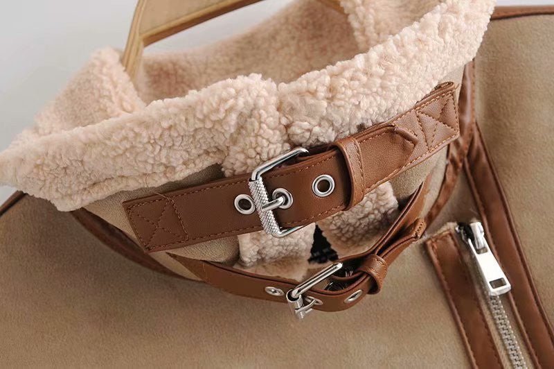 Shearling-Lined Aviator Jacket | Faux Leather Accents | Warm and Chic | Winter Fashion