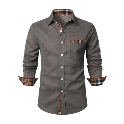 Men’s Button-Up Casual Shirt | Flannel Trim Detail | Soft Brushed Cotton