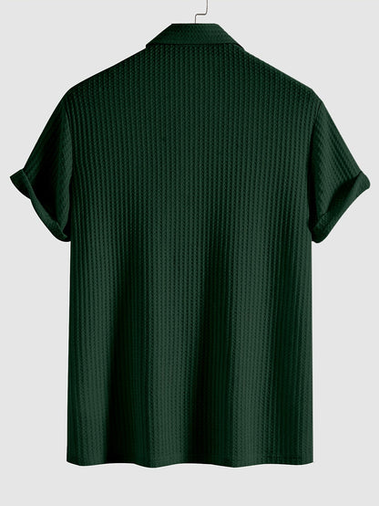 Men's Knit Polo Shirt | Textured Short Sleeve Top | Lightweight Summer Casualwear