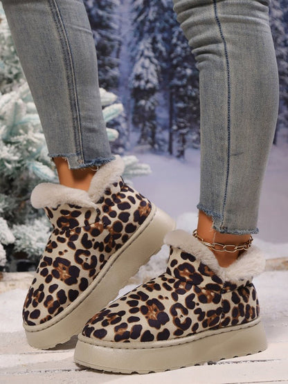 Leopard Print Slip-On Shoes | Faux Suede | Plush Lining | Winter Casual