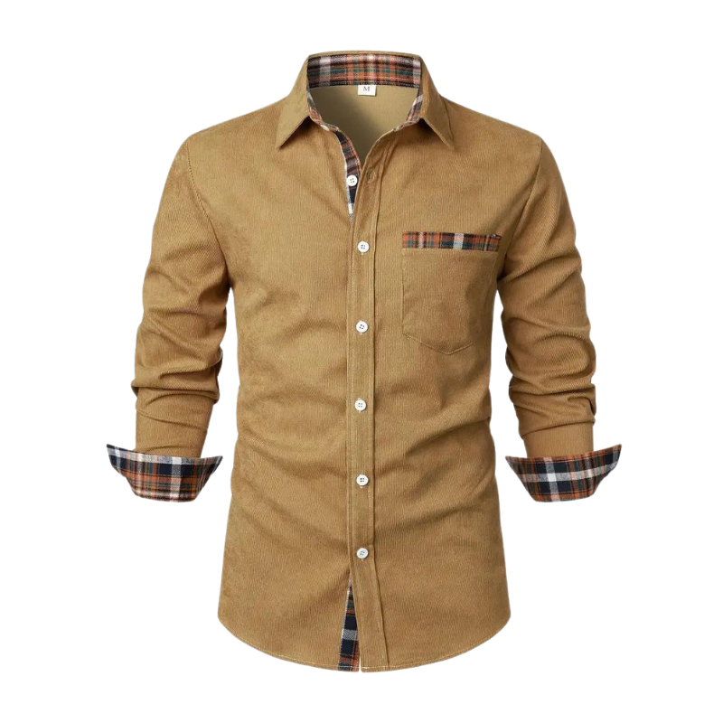Men’s Button-Up Casual Shirt | Flannel Trim Detail | Soft Brushed Cotton
