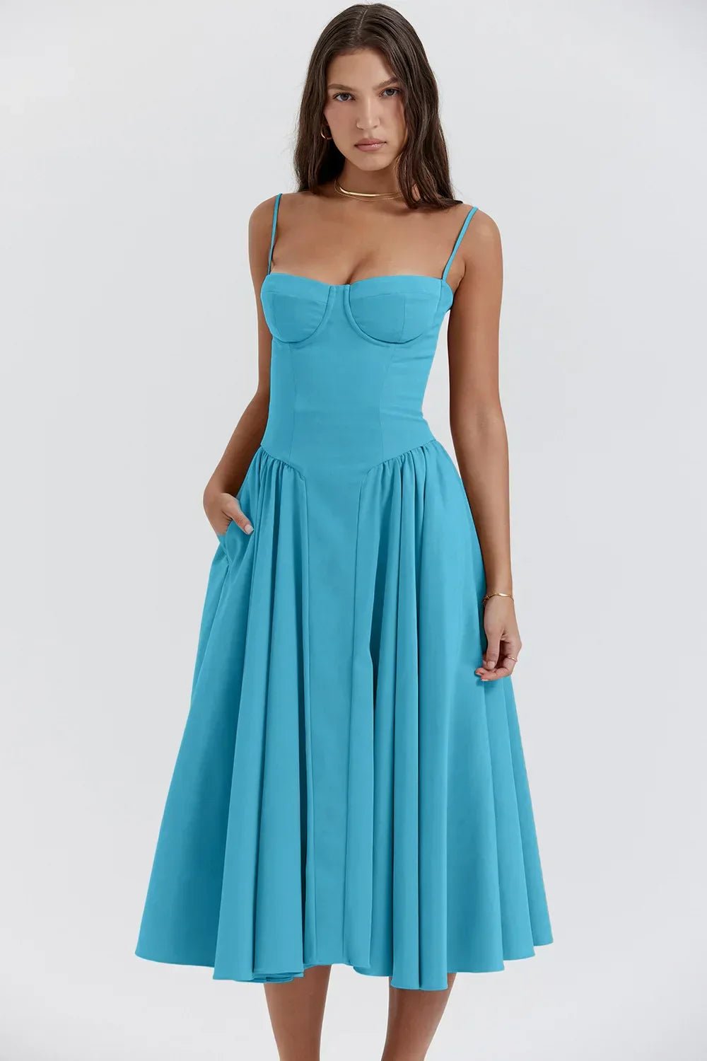 Bustier Midi Dress | Fit-and-Flare Silhouette | Soft Cotton Blend