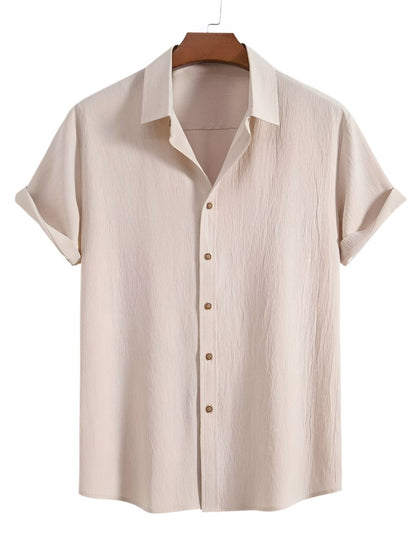 Men's Textured Short Sleeve Shirt | Breathable Button-Up | Summer Casual Essential
