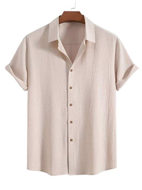 Men's Textured Short Sleeve Shirt | Breathable Button-Up | Summer Casual Essential