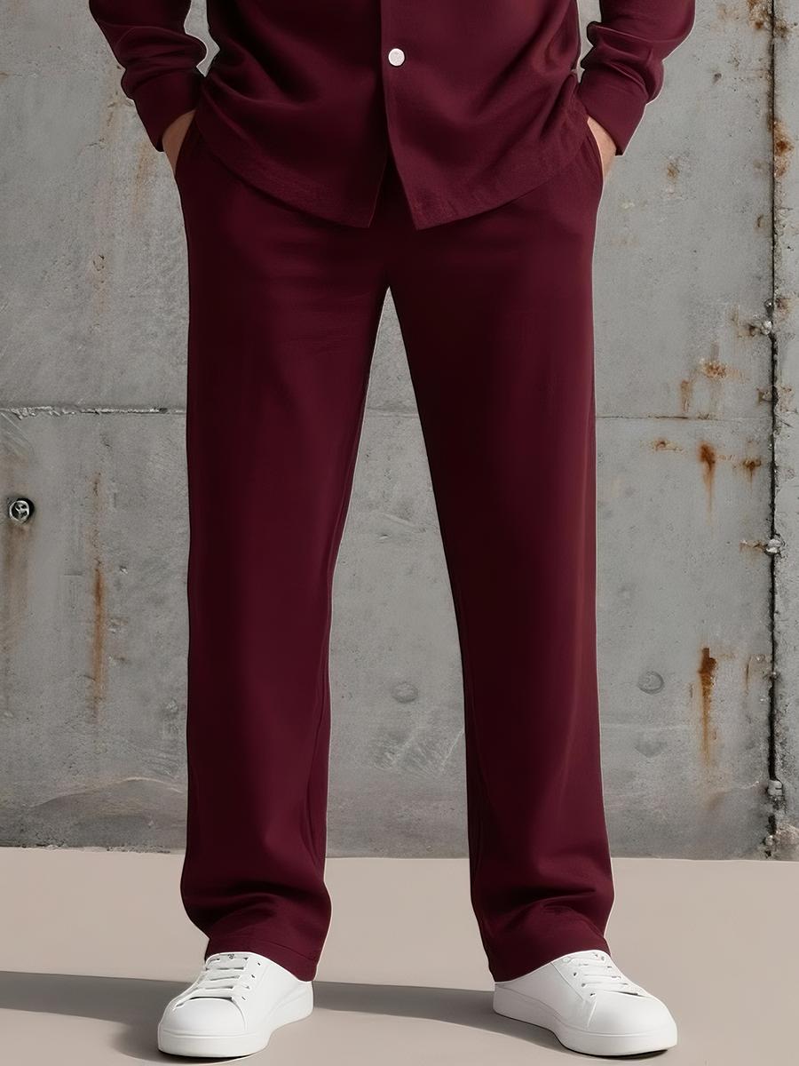 Men’s Two-Piece Lounge Shirt & Pants Set | Soft Knit Blend | Button-Up Long Sleeve