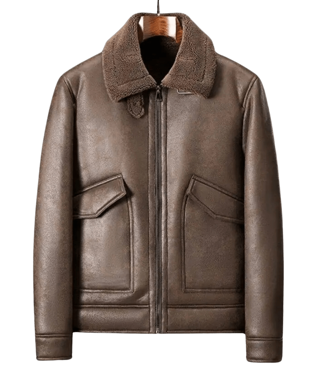 Men's Shearling Aviator Jacket | Genuine Leather | Warm Lined | Classic Flight Style