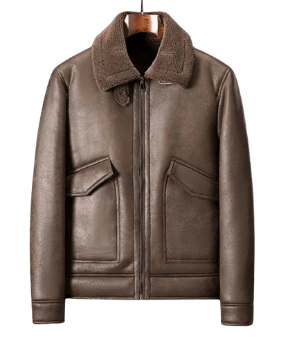 Men's Shearling Aviator Jacket | Genuine Leather | Warm Lined | Classic Flight Style