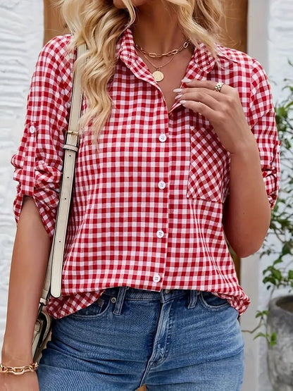 Gingham Button-Up Shirt | Long Sleeve | Casual Everyday Fit