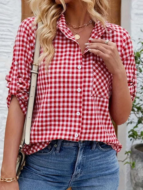 Gingham Button-Up Shirt | Long Sleeve | Casual Everyday Fit