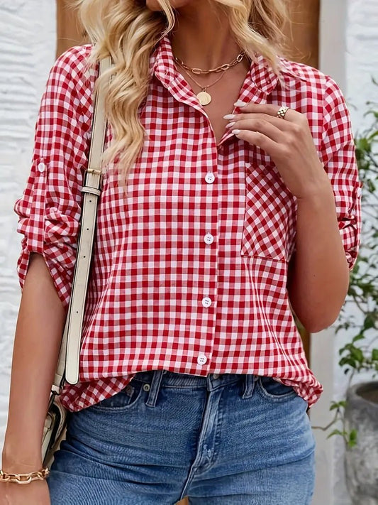 Gingham Button-Up Shirt | Long Sleeve | Casual Everyday Fit