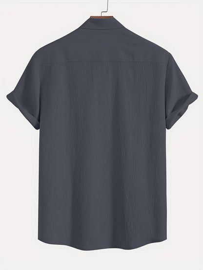 Men's Textured Short Sleeve Shirt | Breathable Button-Up | Summer Casual Essential