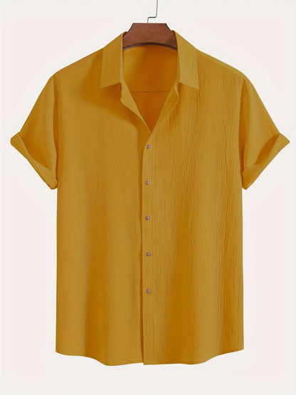 Men's Textured Short Sleeve Shirt | Breathable Button-Up | Summer Casual Essential
