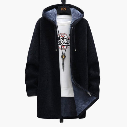 Men's Sherpa-Lined Hooded Cardigan | Open Front Knit | Fall Layering Jacket