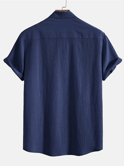 Men's Textured Short Sleeve Shirt | Breathable Button-Up | Summer Casual Essential