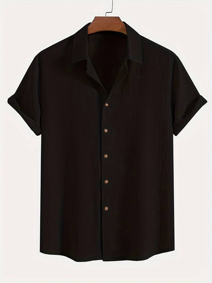 Men's Textured Short Sleeve Shirt | Breathable Button-Up | Summer Casual Essential