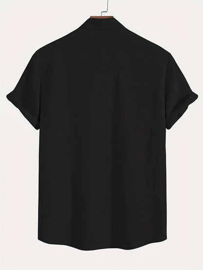 Men's Textured Short Sleeve Shirt | Breathable Button-Up | Summer Casual Essential