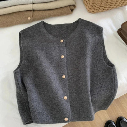 Textured Knit Vest | Button Front | Layer-Friendly Sleeveless Style