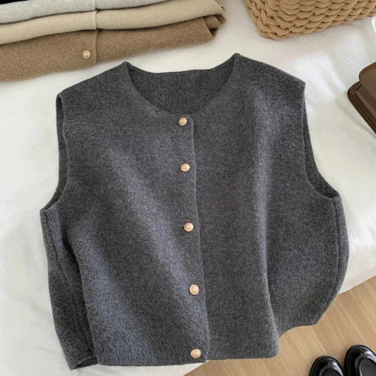 Textured Knit Vest | Button Front | Layer-Friendly Sleeveless Style