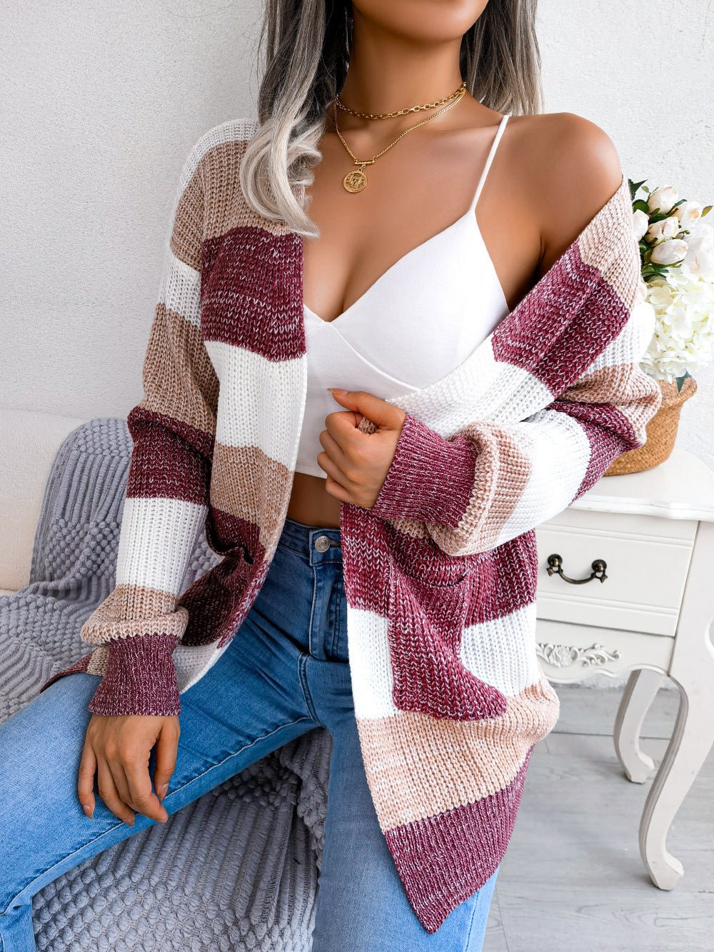 Striped Open-Front Cardigan | Knitted & Relaxed Fit | Everyday Comfort
