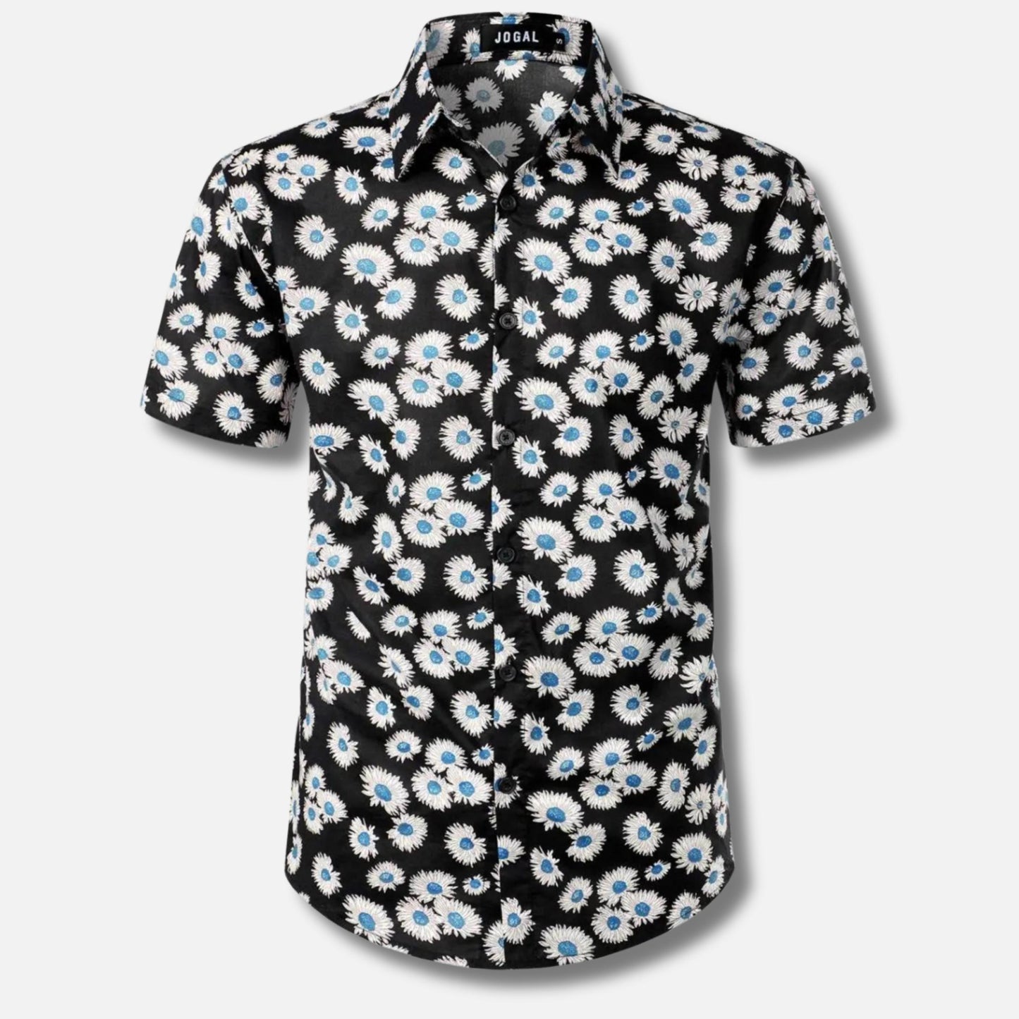 Men's Short Sleeve Button-Up Shirt | Lightweight Cotton Blend | Tropical Floral Print